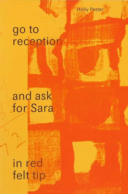 Go to reception and ask for Sara in red felt tip